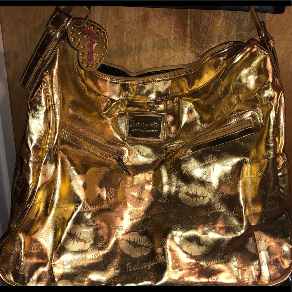 Betsy Johnson Betsyville XL Gold Hobo tote